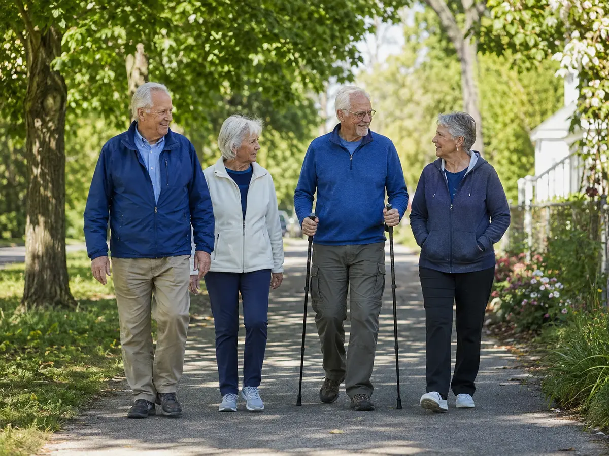 Seniorinnen und Senioren bei gemeinsamer Bewegung